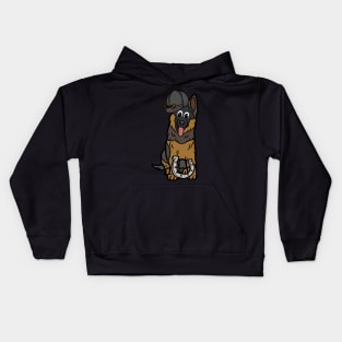 Funny guard dog is ready to ride a horse Kids Hoodie